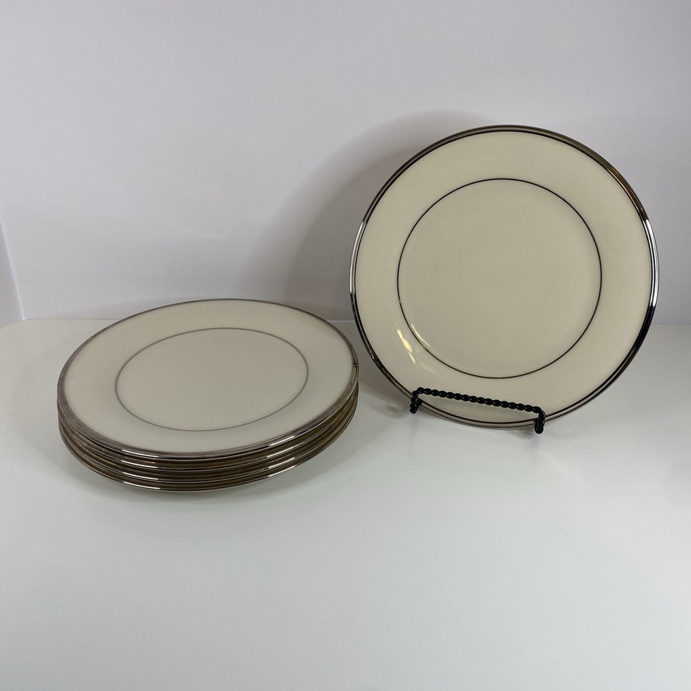 Lenox Solitaire Salad Plate 8 1/8" Platinum/Ivory Dimension Collection-Set of 5